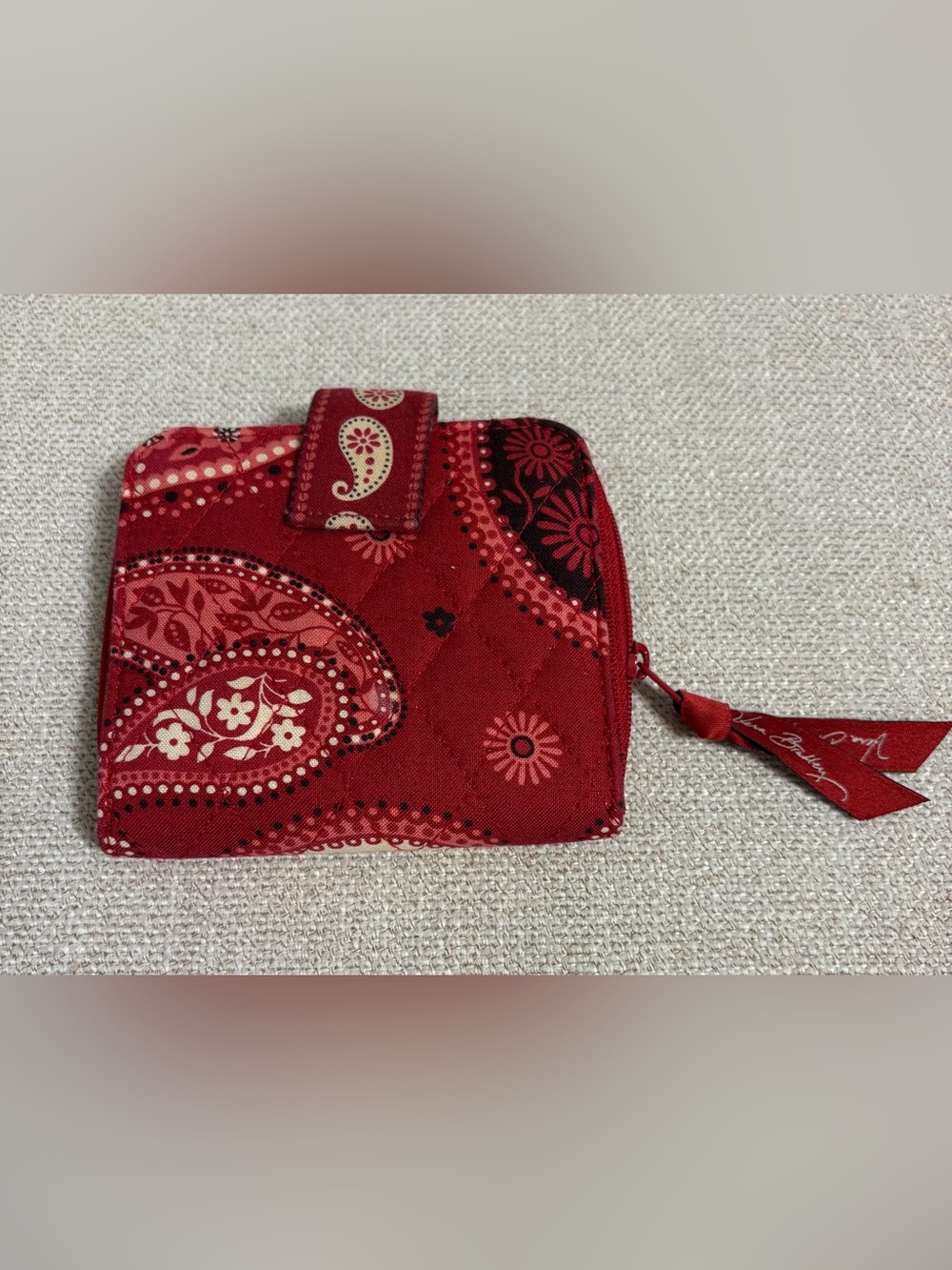 Vera Bradley Red Paisley Quilted Zip Wallet